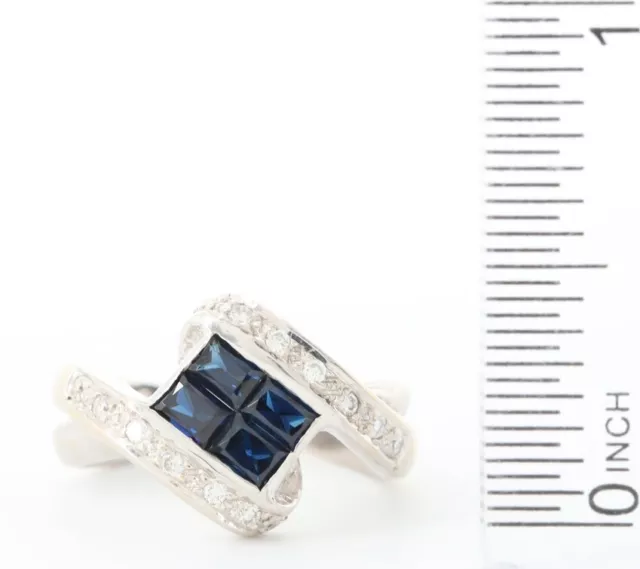 levian Designer Ring / 18K White Gold / Diamond & Blue sapphire 3