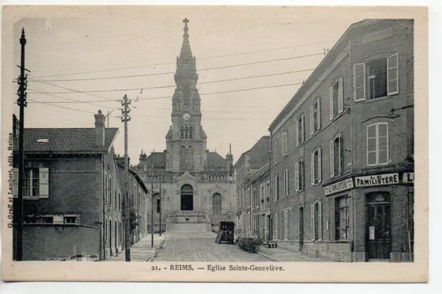 REIMS - Marne - CPA 51 - Théme Commerce - Le Familistere l'église Ste Genevieve