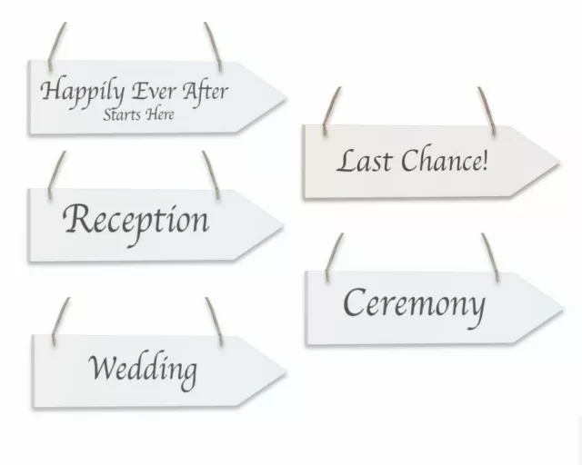 Wooden Wedding Reception Party Hanging Arrow Sign 30 x 7.5cm