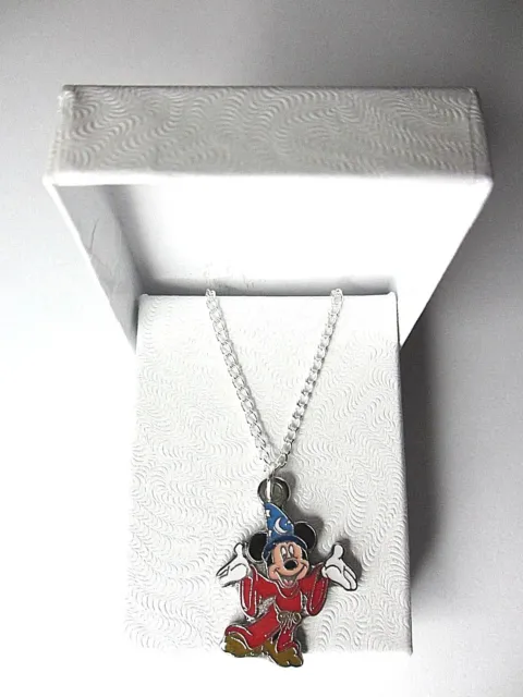 NEW Walt Disney World Mickey Mouse Sorcerer Pendant on Silver plated Necklace