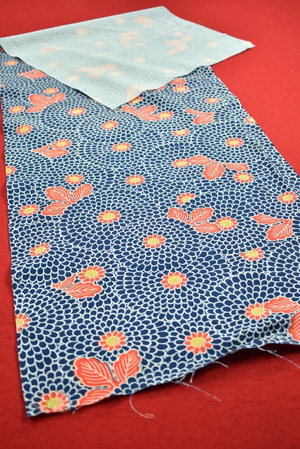 Vintage Japanese Kimono Fabric Wool Antique Boro Kusakizome Dyed 42.9"/MM72/90
