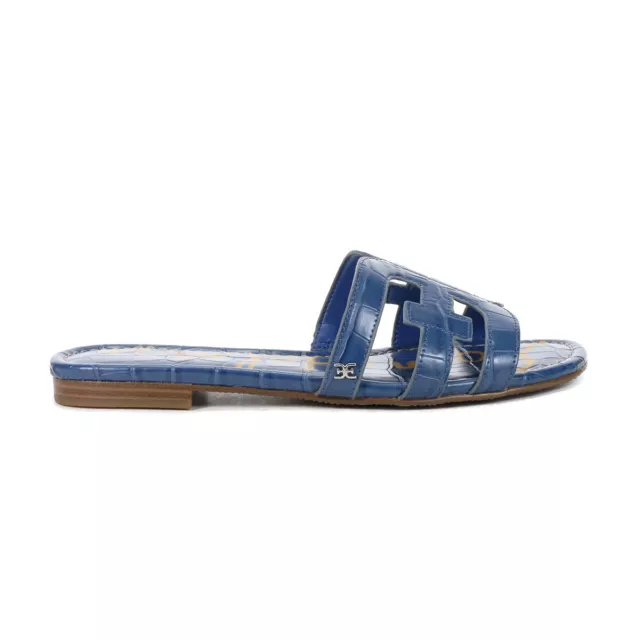 Sam Edelman Bay Deep Caspian Blue Croc Leather Slide Sandals F6992EL415