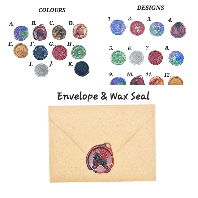Witchcraft GIFT WRAP, envelope & WAX SEAL packaging magic spirits. Birthday xmas