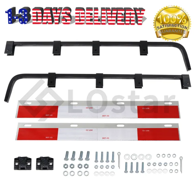 Pair Mud Flap Hangers Kit 30" with 24" Mud Flaps Reflective Plates Semi Truck