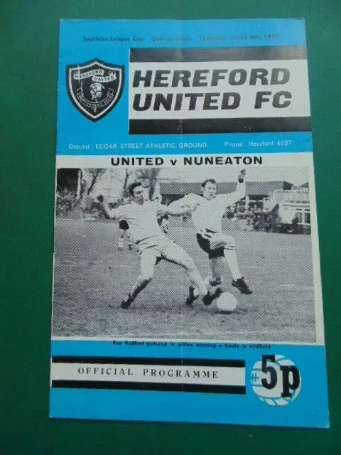 HEREFORD UNITED  v  NUNEATON  SL CUP QUARTER FINAL 1971/72