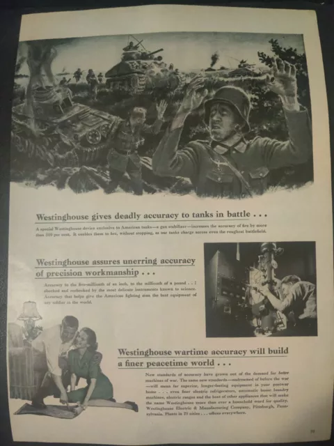 Westinghouse Tanks War Effort WWII Pittsburgh 1943 Vintage Print Ad