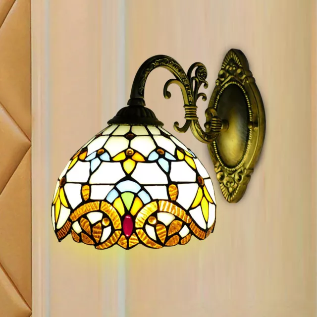 Tiffany Style Wall Sconce Stained Glass Light Art Deco Fixture Wall Mount Lamp