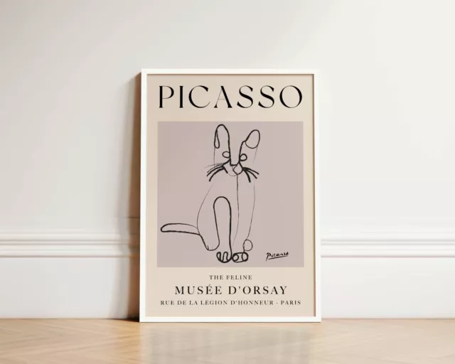 The Feline Pablo Picasso Cat Print Animal Wall Art Line Drawing Poster Gifts 2