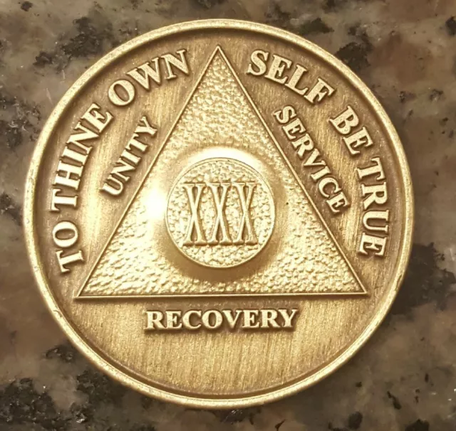 Alcoholics Anonymous 30 Year Recovery Coin Chip Medallion Medal Token AA Bronze