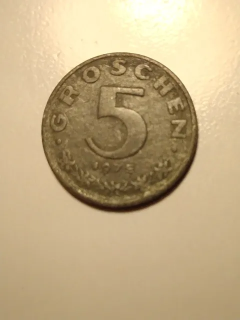 1975 Austria 5 Groschen Zinc. Coat of arms Vintage Collectible Coin Lot #1082