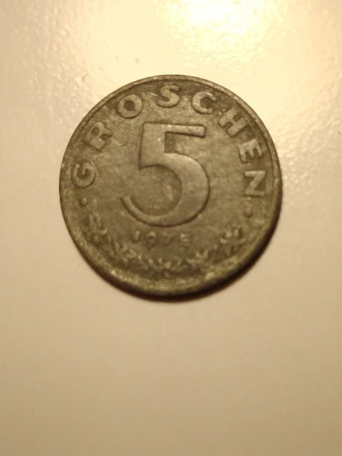 1975 Austria 5 Groschen Zinc. Coat of arms Vintage Collectible Coin Lot #1082