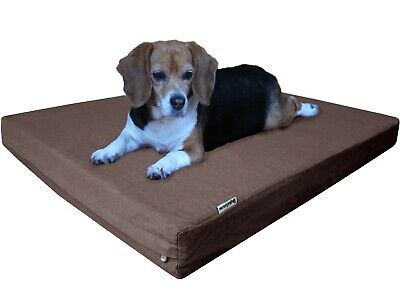 Small Brown Denim Pet Dog Bed Orthopedic Waterproof Cooling Memory Foam 35x20x4"
