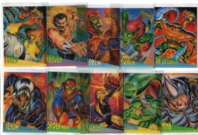 1995 Fleer Ultra Spider-Man ClearChrome Limited Edition COMPLETE SET 1-10 Venom+