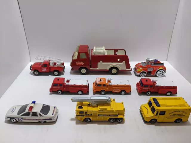 Vintage Tiny Tonka #595 Fire Engine Pumper Truck Maisto Denver Ford Police All 9