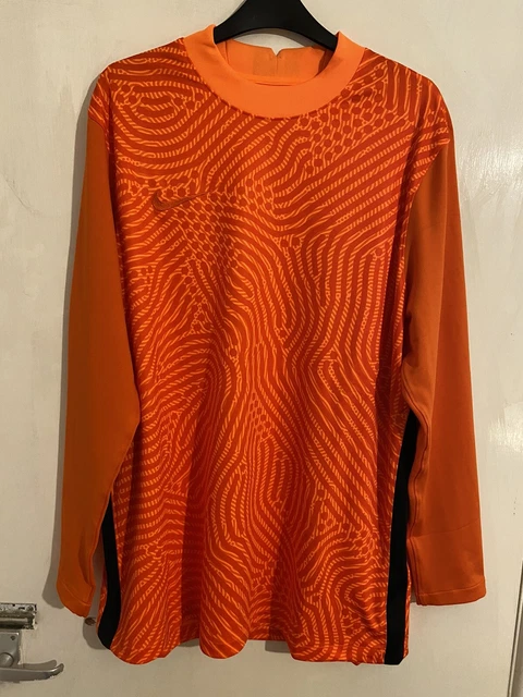 Camicia da calcio da uomo Nike Dri Fit manica lunga taglia XL arancione top maglia bianca