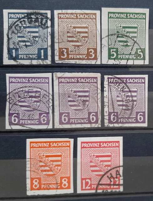 SBZ , Provinz Sachsen , Mi.-Nr. 66/71 mit Farben  , gestempelt
