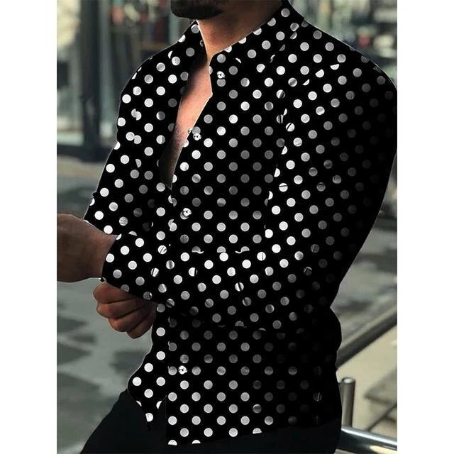 Button Down Shirt Men Gradient Fashion Casual Long Sleeve Shirts Party Dress Up