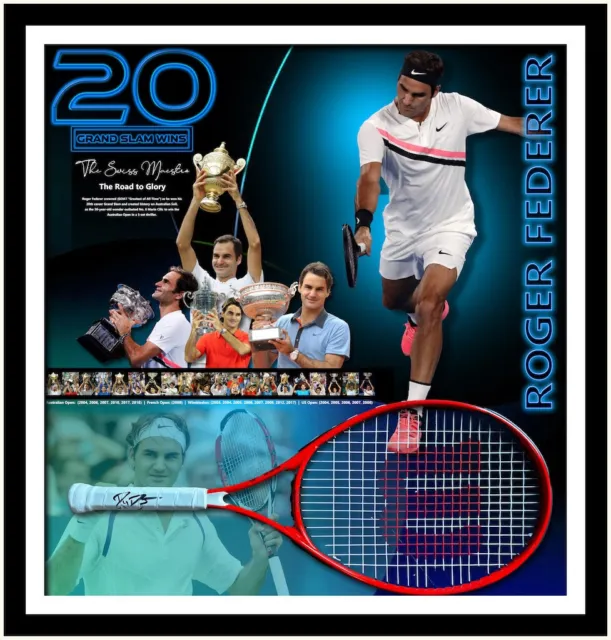 Roger Federer "The Maestro" Signed Wilson Tennis Racquet Framed