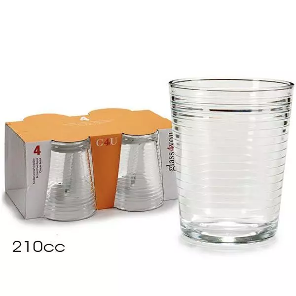 Set Service 4 Pièces Lunettes Côtes 210cc Verre Transparent Idée