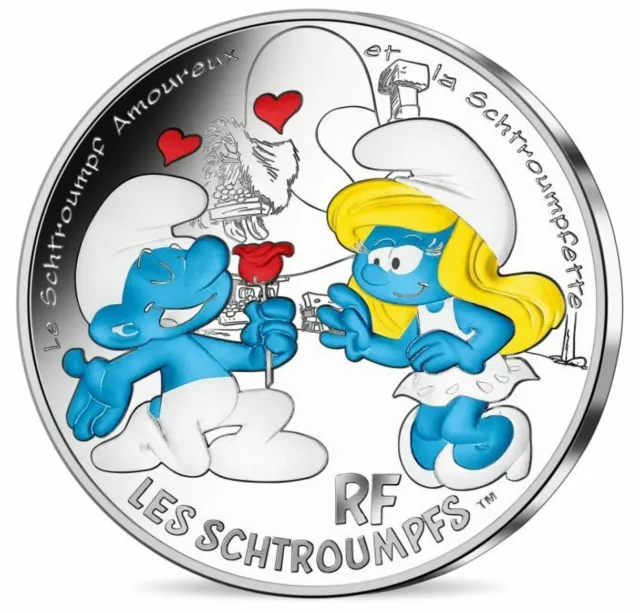 2020 France Smurfs in Love 50Euro silver coin original packaging in .900 silver