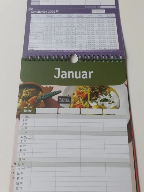KALENDER 2025, DER Rewe Familienkalender, mit Stundenplan & Rezepten
