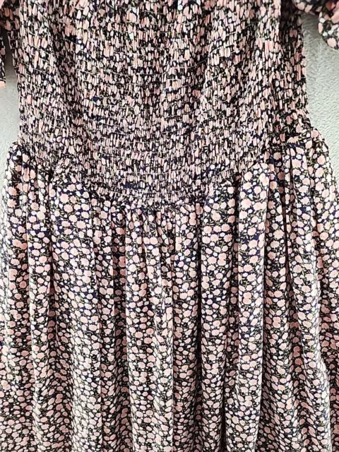 Little Mia Bella Size Large Black Floral Mushroom Shoulder Dress 3