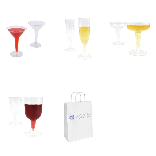 Copas de vino Martini flauta de champán de plástico transparente - tazas de boda evento fiesta