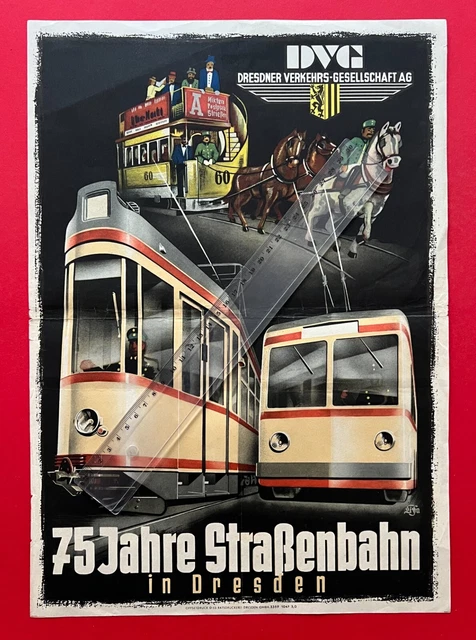 Plakat 75 Jahre Strassenbahn Dresden DVG Verkehrsbetriebe 1947 ( F21683 Plakat 75 Jahre Strassenbahn Dresden DVG Verkehrsbetriebe 1947 ( F21683