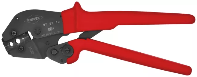 KNIPEX 97 52 10 Crimpzange auch für Zweihandbedienung mit rutschhemmenden Kun...