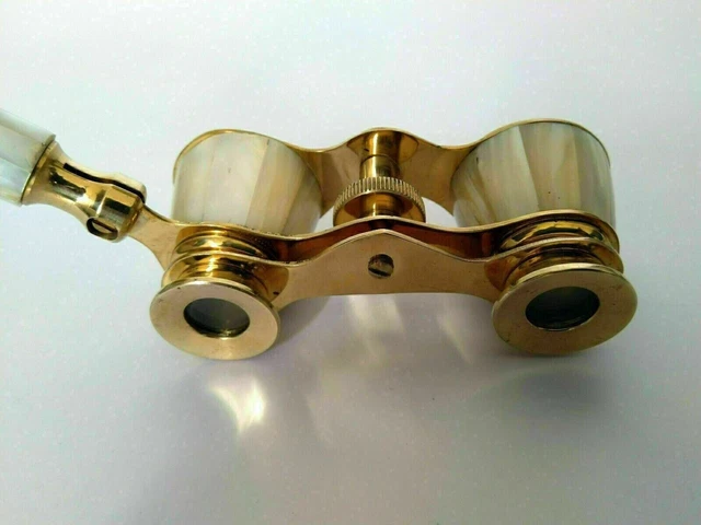 Telescopio binocular monocular de latón sólido vintage náutico madre perla espía