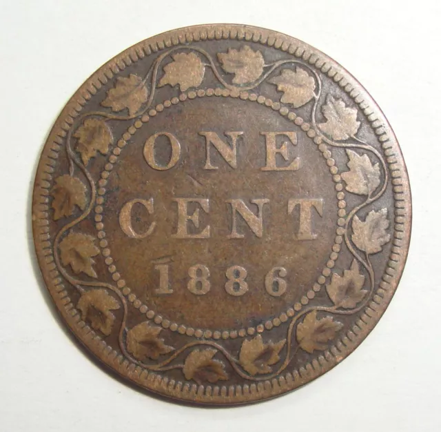 1886 Canada One 1 Cent Victoria Large Penny Coin