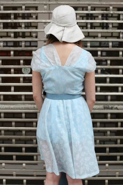 true vintage 50er Kleid 60er handgenäht hellblau Sommerkleid 50s handmade dress 3