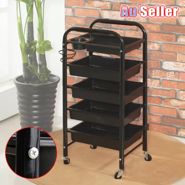 5 Tier Rolling Storage Cart Coloring Hair Salon Trolley Spa Hairdresser ACB#