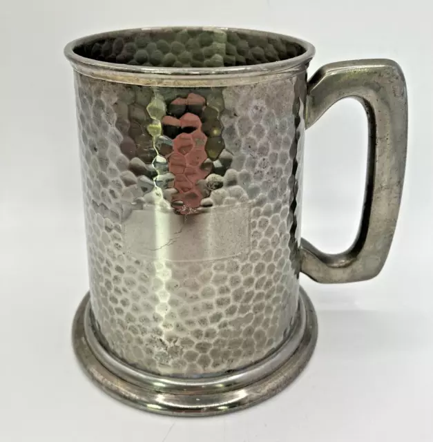 Quality Vintage Hammered English Pewter Tankard by Viners of Sheffield - 1 Pint