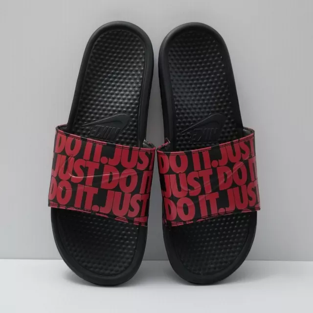 Nike Mens Benassi JDI 631261-025 Just Do It Black Red Slide Sandal Slip On Sz 14