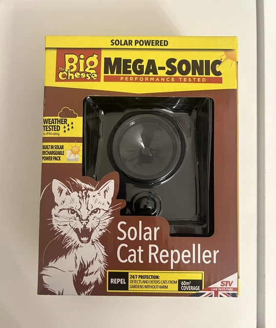 BIG CHEESE DEFENDERS Mega Sonic Solar Powered Cat Repeller Deterrent