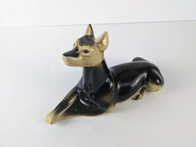 Brazil Doberman Pinscher Porcelain 8" Dog Figurine Black Cream Brown