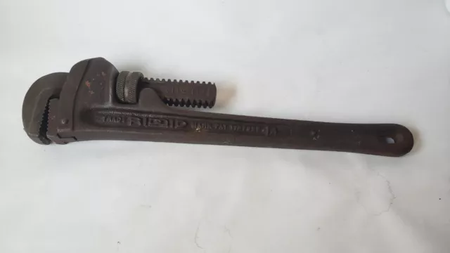 Vintage RIDGID Tools Heavy Duty Straight Pipe Wrench 14" MADE IN USA