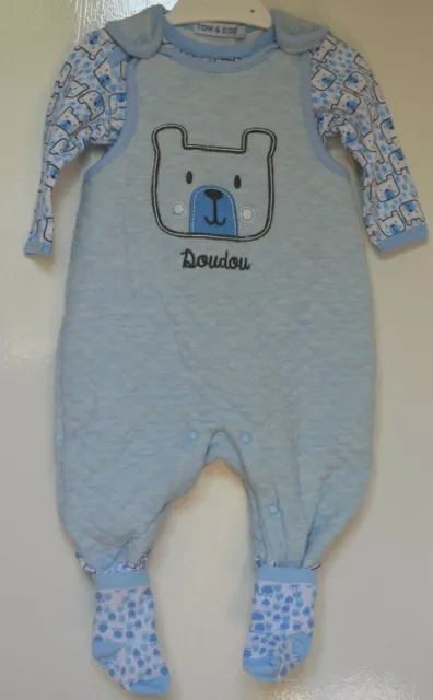 TOM & KIDDY lined romper set ,long-sleeve top & socks matching BUNDLE 0-3 months