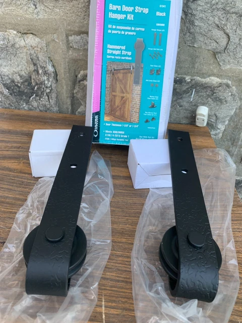 Ultra Hardware Barn Door Strap Hanger Kit Hammered Steel Heavy Duty Grade 1 New