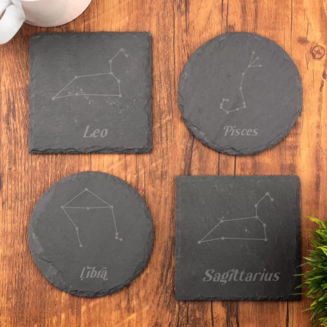 Star Sign Slate Coaster Constellation Star Zodiac Laser Engraved Coffee Gift