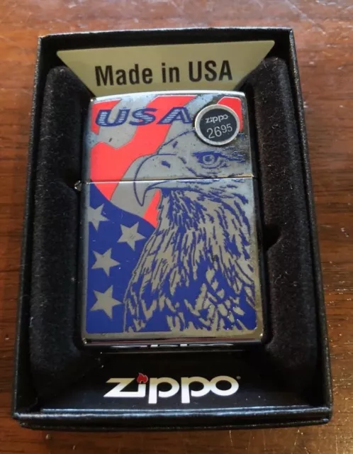 Zippo Lighter Lighter Right USA Eagle (With Color) High Polished 2017 Design