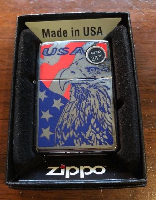 Zippo Lighter Lighter Right USA Eagle (With Color) High Polished 2017 Design