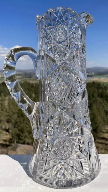 American Brilliant Period ABP Cut Glass Pitcher Or Champagne Jug 11”