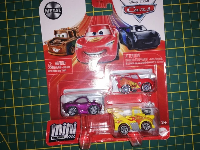 Lot de 3 mini voitures cars racer Disney Pixar Mattel en metal neuf en blister