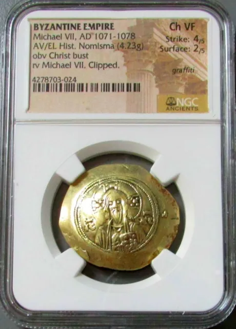 1071 -1078 Ad Gold Byzantine Michael Vii Nomisma Christ Bust Ngc Choice Vf 4/2