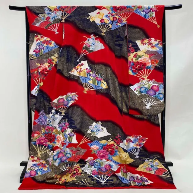 Furisode Color Uchikake honfurisode hikifurisode VINTAGE Japanese Kimono  1883