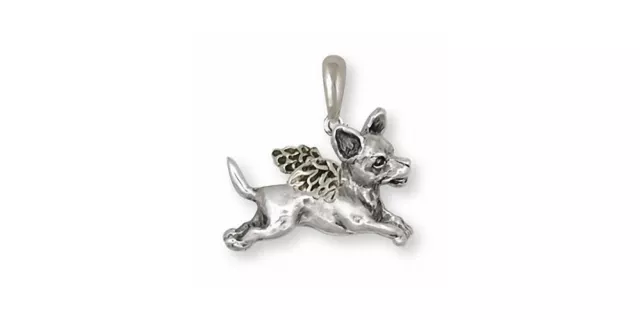 Chihuahua Angel Pendant Jewelry Sterling Silver Handmade Dog Pendant CU2-AP