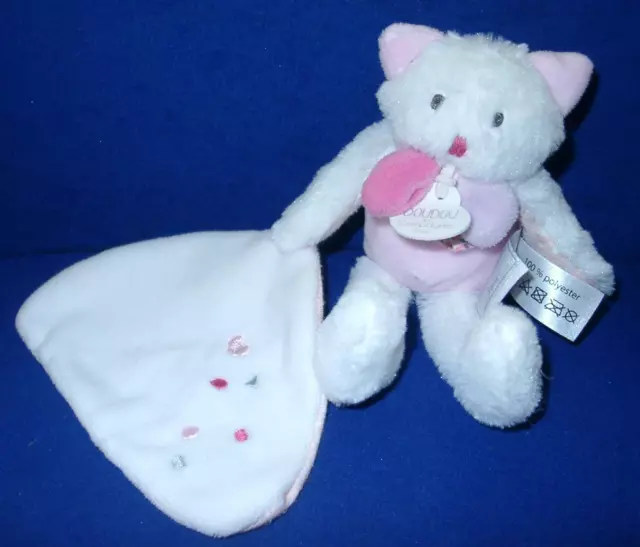 Doudou et Compagnie Katze mit Schmusetuch weiß rosa