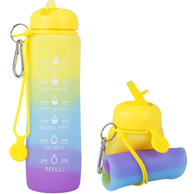 600ML WATER BOTTLE BPAFree Leakproof Drinking Bottle Water with Time